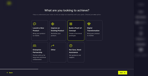 High-fidelity prototype screens